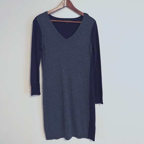 Club Monaco Wool Sweater Dress Black & Gray - Picture 1 of 7